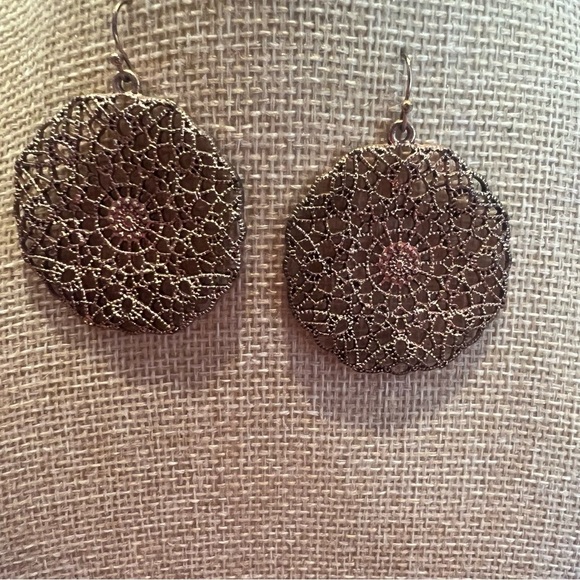 Copper Colored Filigree Earrings for Pierced Ears - Picture 6 of 7